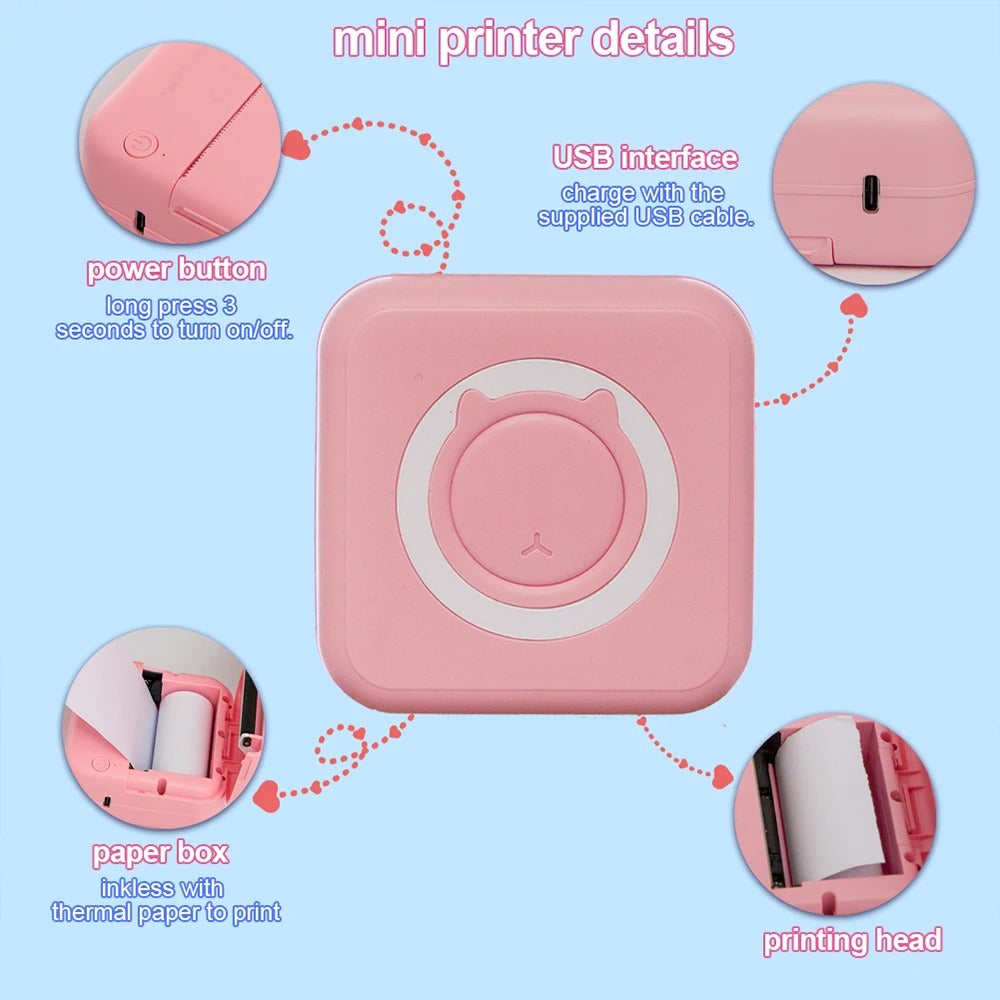 Mini bluetooth štampač za telefon + GRATIS 13 traka i 5 markera