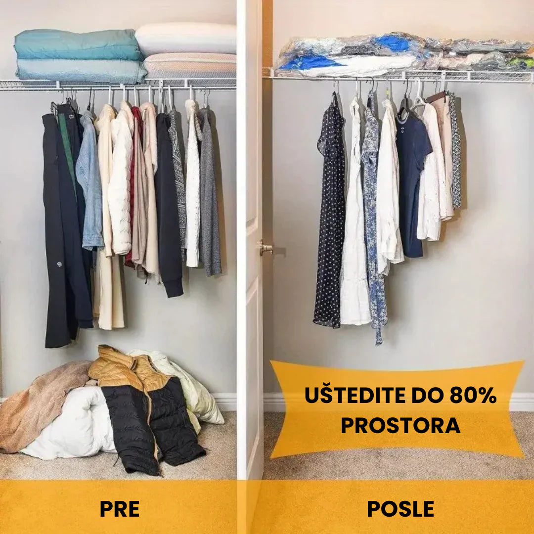 Vakum Kese za Garderobu 5 Komada + Poklon Pumpa