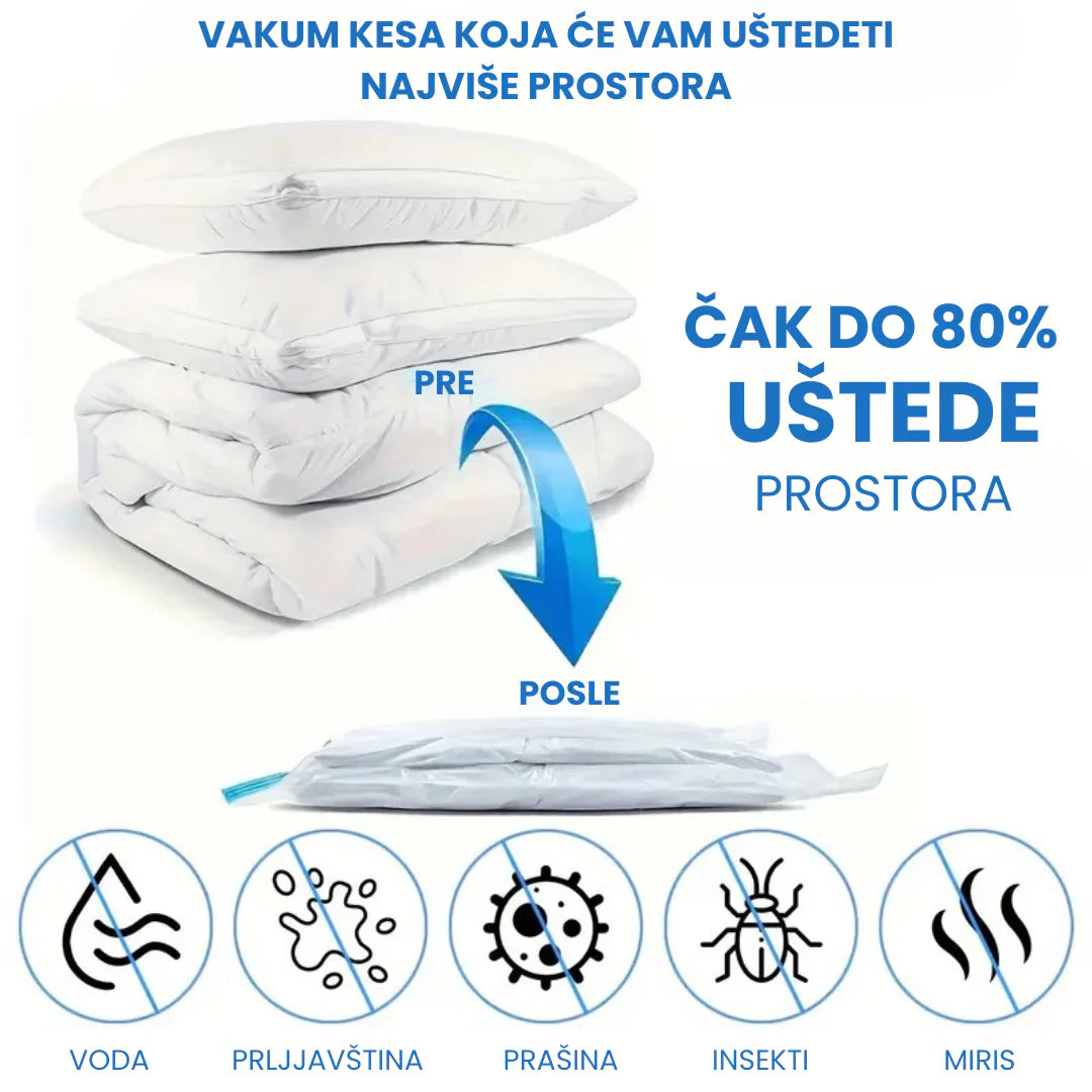 Vakum Kese za Garderobu 5 Komada + Poklon Pumpa