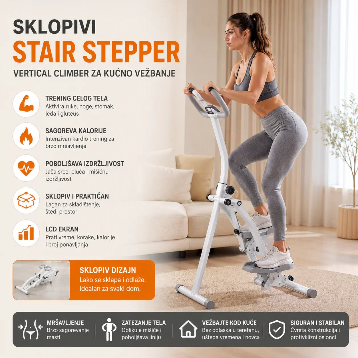 Vertikalni steper za vežbanje – sprava za trening celog tela