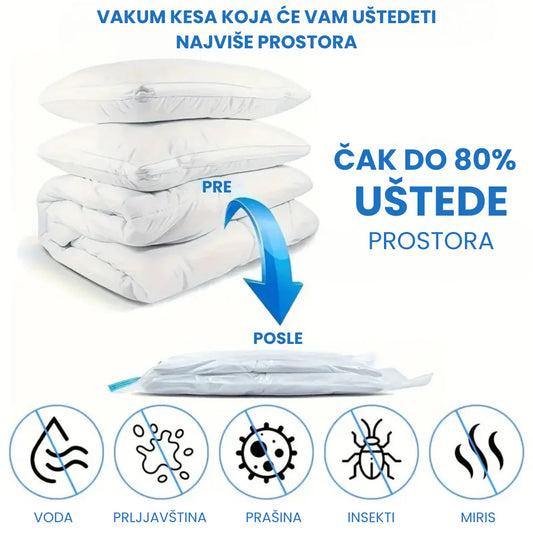 Vakum Kese za Garderobu 5 Komada + Poklon Pumpa